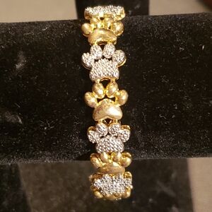 Gold and Silver Paw Print Bracelet
